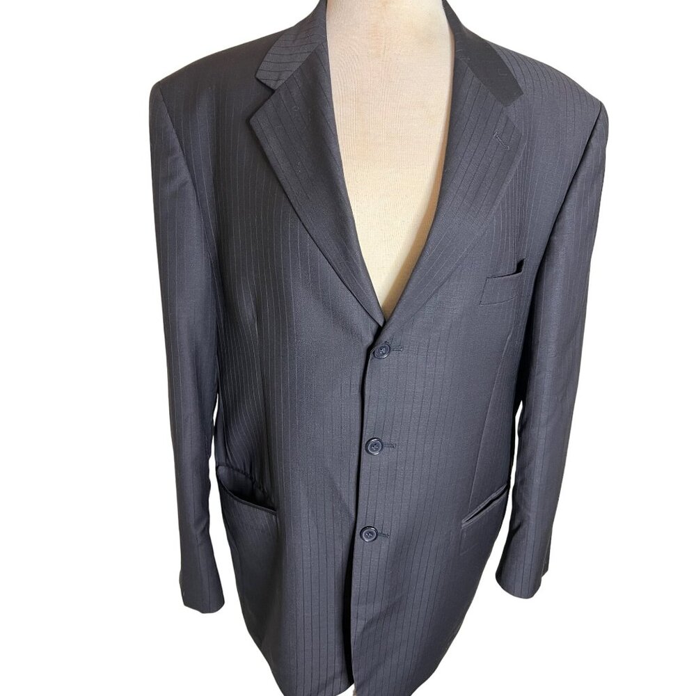 Manzini Men's Elegance Super 120s Wool Suit Jacket Pinstripe  Size 44/38L Italy